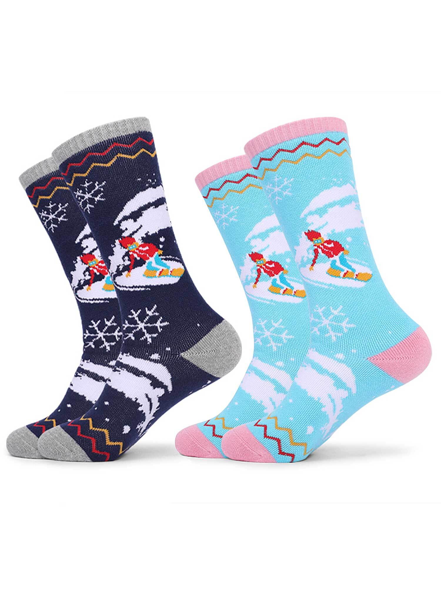 AMITOFO Kids Ski Socks 2 Pairs Winter Warm Thermal Snow Socks Skiing