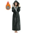 thumbnail image 1 of AMITOFO Long Hooded Robes for Women Luxurious Plush Bathrobes with Pockets & Waist Belt Full Length Bathrobe Winter Warm Sleepwear - M & Gray, 1 of 8