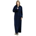 AMITOFO Long Hooded Robes for Women Soft Warm Fleece Zipper Bathrobe