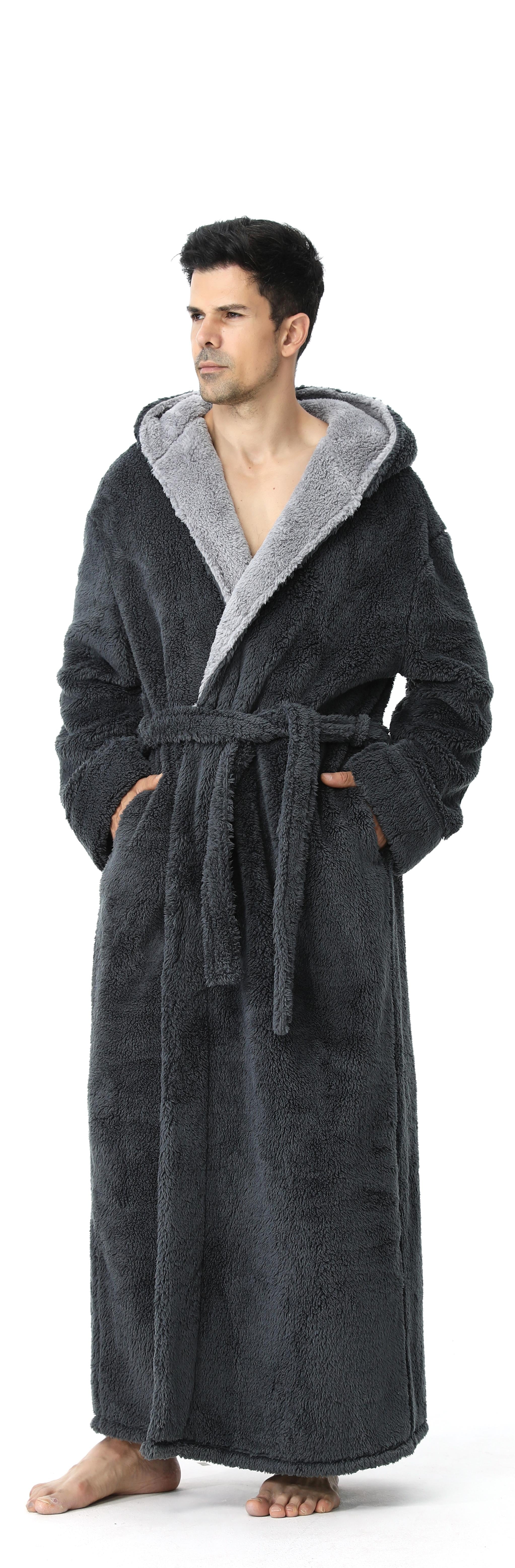 Mubineo Men's Velvet Long sleeve Long Gown Bathrobe Robe Winter Home  Leisure Warm Pajamas - Walmart.com