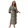 thumbnail image 1 of AMITOFO Long Satin Kimono Robes for Women – Lightweight Silky Floral Bathrobe with 3/4 Sleeves, Soft Cozy Loungewear, Sizes SM, 1 of 7