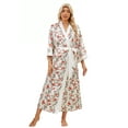thumbnail image 1 of AMITOFO Long Satin Kimono Robes for Women – Lightweight Silky Floral Bathrobe with 3/4 Sleeves, Soft Cozy Loungewear, Sizes S to 5XL, 1 of 7