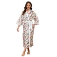 thumbnail image 1 of AMITOFO Long Satin Kimono Robes for Women – Lightweight Silky Floral Bathrobe with 3/4 Sleeves, Soft Cozy Loungewear, Sizes S to 5XL, 1 of 7