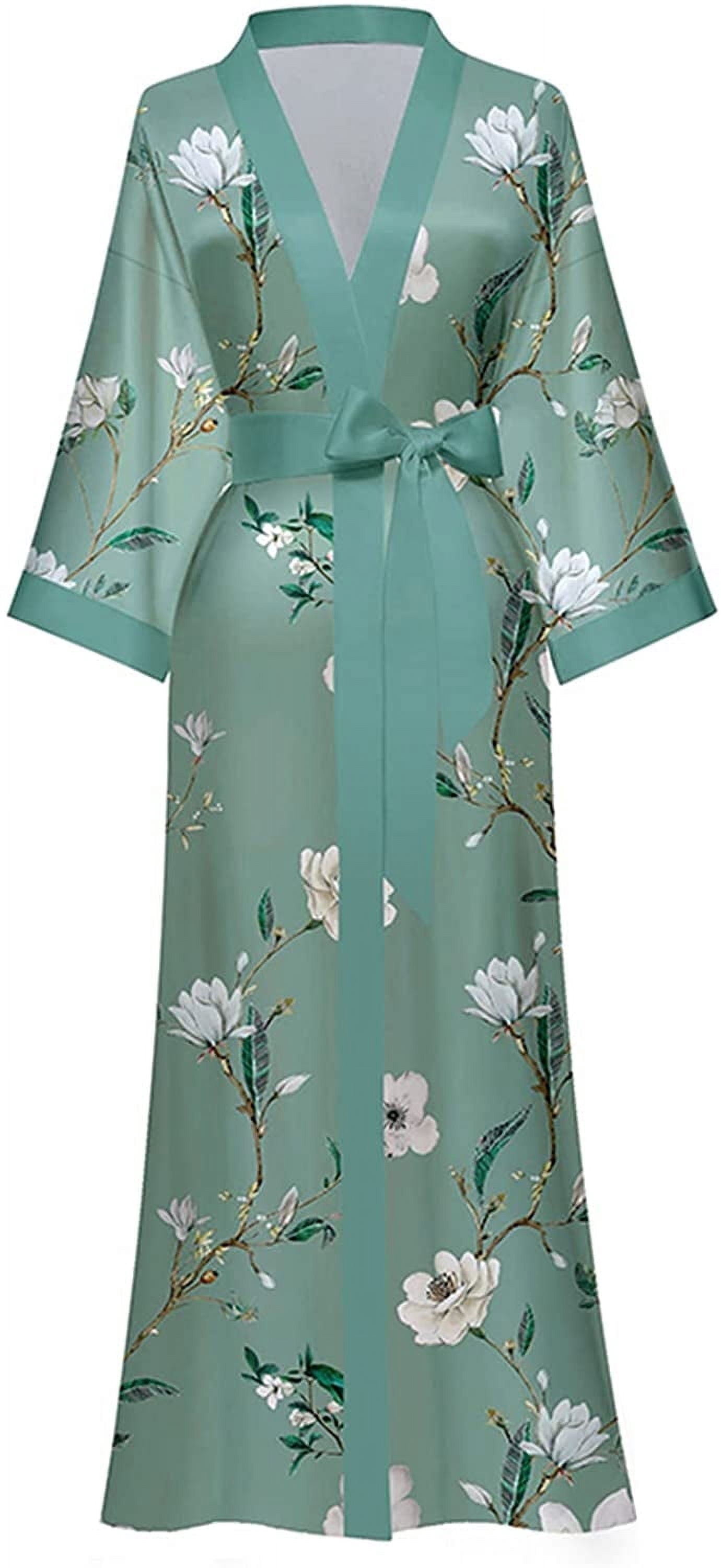 AMITOFO Long Silk Kimono Robes, Lightweight Satin Floral Bathrobe, Soft  Ladies Housecoat - Walmart.com