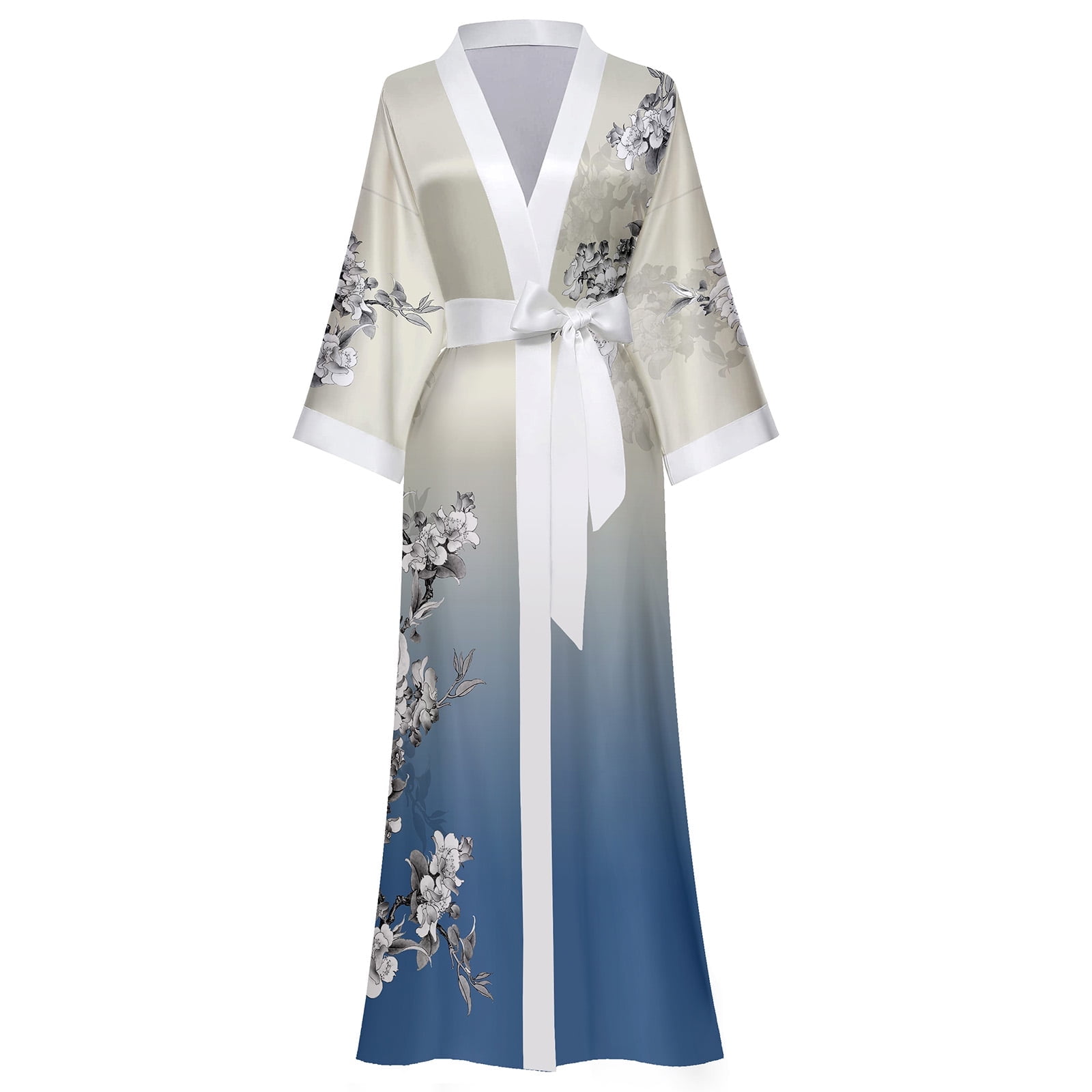 AMITOFO Long Silk Kimono Robes for Women Lightweight Silky AMITOFO Long Silk Kimono Robes for Women Lightweight Silky