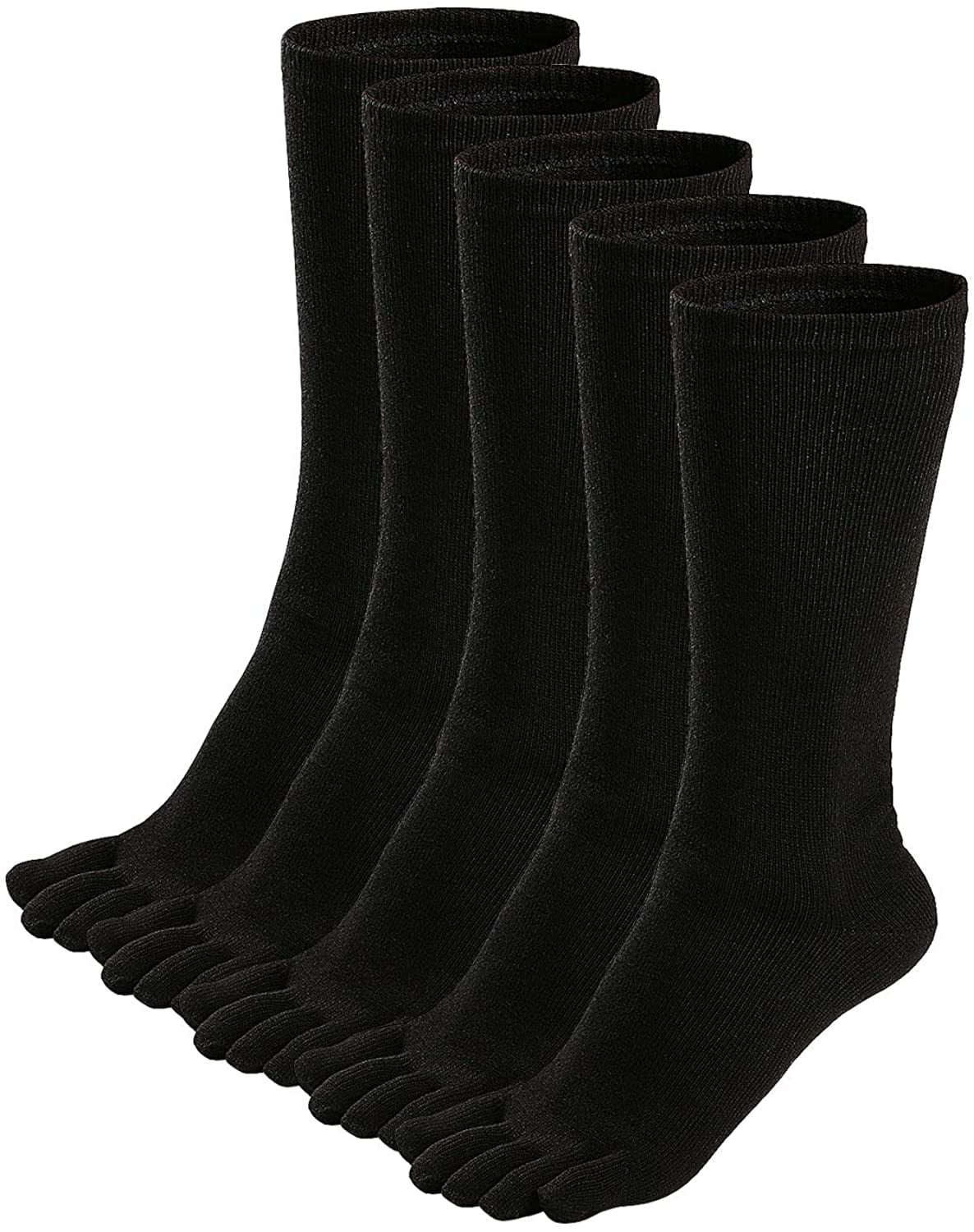 AMITOFO Mens Toe Socks Cotton Athletic Running Calf Five Finger Crew