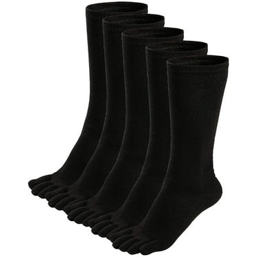 AMITOFO Mens Toe Socks Cotton Athletic Running Calf Five Finger Crew Socks,3/5 Pairs