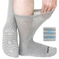 thumbnail image 1 of AMITOFO Non-Binding Diabetic Socks with Anti-Slip Grips,4 Pairs Loose Fit Cotton Crew Socks for Men and Women,Comfort and Safe Gripper Socks for Elderly,Gray, 1 of 9