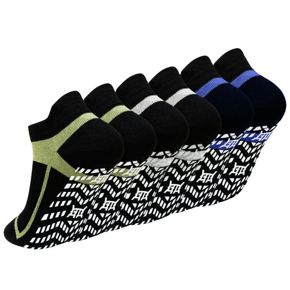 AMITOFO Non-Slip Grip Socks for Men – Anti-Slip Yoga Socks with Gripper, Perfect for Yoga, Pilates, and Fitness – 3 Pairs, Multicolor, 13-15