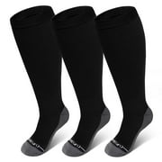 AMITOFO Plus Size Compression Socks Wide Calf for Women Men, 20-30 mmHg Wide Calf Knee High Circulation Socks for Circulation, Recovery & Daily Comfort, Size 2XL, Charcoal