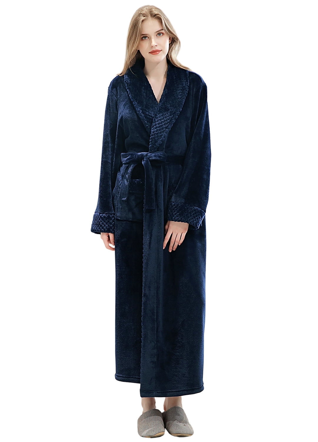AMITOFO Lightweight Plush Robes for Women, Warm Fleece Bathrobe, Long ...
