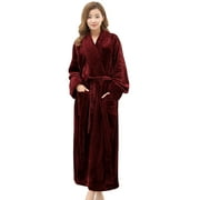 AMITOFO Plush Robes for Women Soft Warm Fleece Bathrobe Ladies Long Comfy Spa Bath Robe Housecoat
