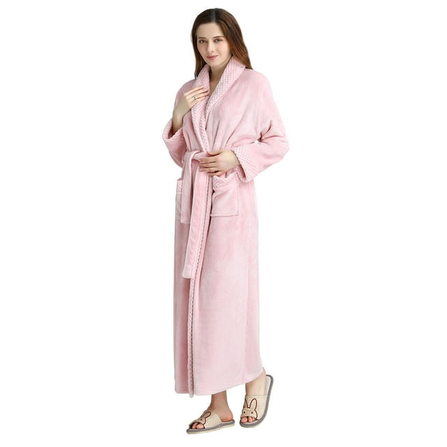 AMITOFO Plush Robes for Women Soft Warm Fleece Bathrobe Ladies Long