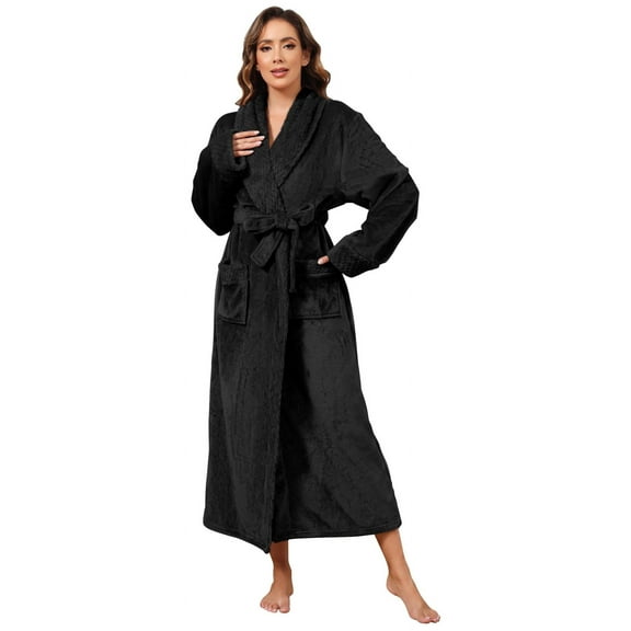 AMITOFO Plush Robes for Women Soft Warm Fleece Bathrobe Ladies Long Comfy Spa Bath Robe Housecoat