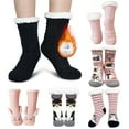 thumbnail image 1 of AMITOFO Sherpa Slipper Socks for Women with Grip Non Slip Fuzzy Fluffy Winter Cozy Cabin Warm Fleece Soft Home Socks, Black, 1 of 6