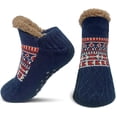 thumbnail image 1 of AMITOFO Slipper Socks for Men Thick Thermal Fuzzy Socks Winter Soft Warm Fleece Fluffy Socks with Non Skid Gripper Christmas Gift,Navy Blue Size 11-13, 1 of 7