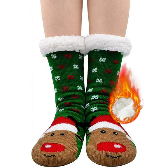AMITOFO Slipper Socks for Women Fuzzy Sherpa Winter Cute Cartoon Animal Fluffy Socks with Thick Fleece-lined Non Slip Grip Cozy Socks for Christmas Holiday,Size US 6-10