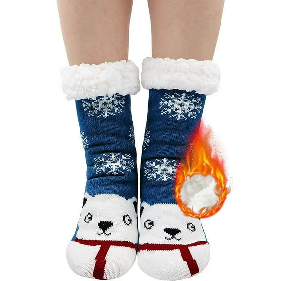 AMITOFO Slipper Socks for Women Winter Warm Fuzzy Sherpa Socks Non Slip Grips Cartoon Animals Fluffy Floor Socks Womens Girls Xmas Gift