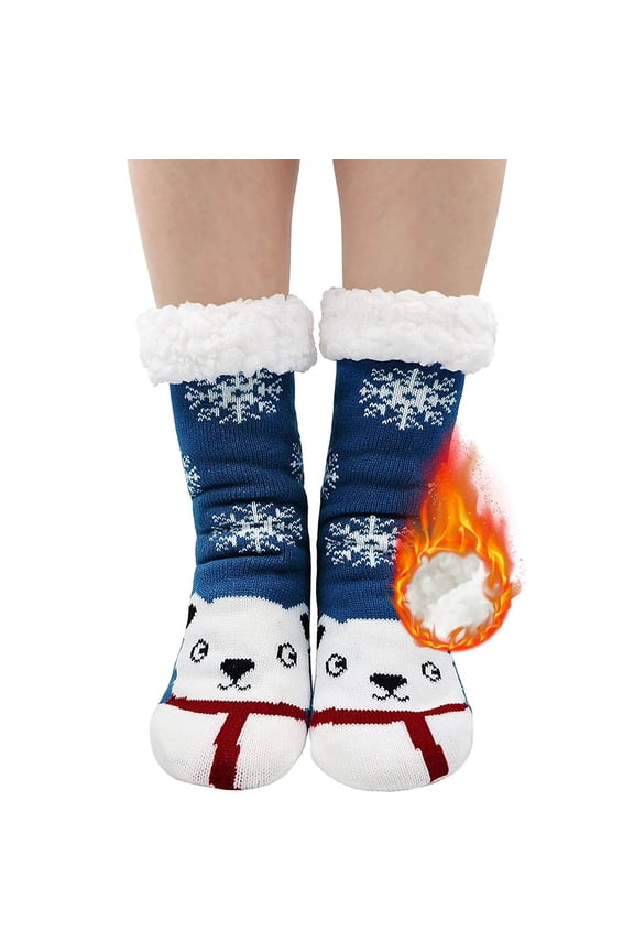 Slipper Socks for Women Winter Warm Fuzzy Sherpa Socks Non Slip Grips Cartoon Animals Fluffy Floor Socks Womens Girls Xmas Gift