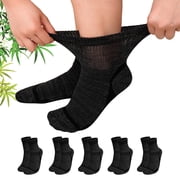 AMITOFO Socks for Diabetic-Friendly Comfort, 5 Pairs Non-Binding Bamboo Viscose Socks with Smooth Seamless Design, Moisture-Wicking Soft Breathable Socks for Sensitive Feet, Black, Sizes 11-13