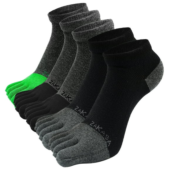 AMITOFO Toe Socks for Men Athletic Running Ankle Socks Breathable Mesh Low Cut Barefoot Five Finger Toe Socks, 5 Pairs Size 10-12