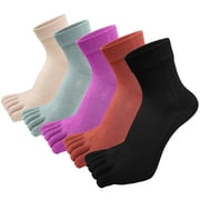 Toe Socks for Women Cotton Ankle Athletic Five Finger Socks Female Ladies Running Socks Size 7-11,5 Pairs