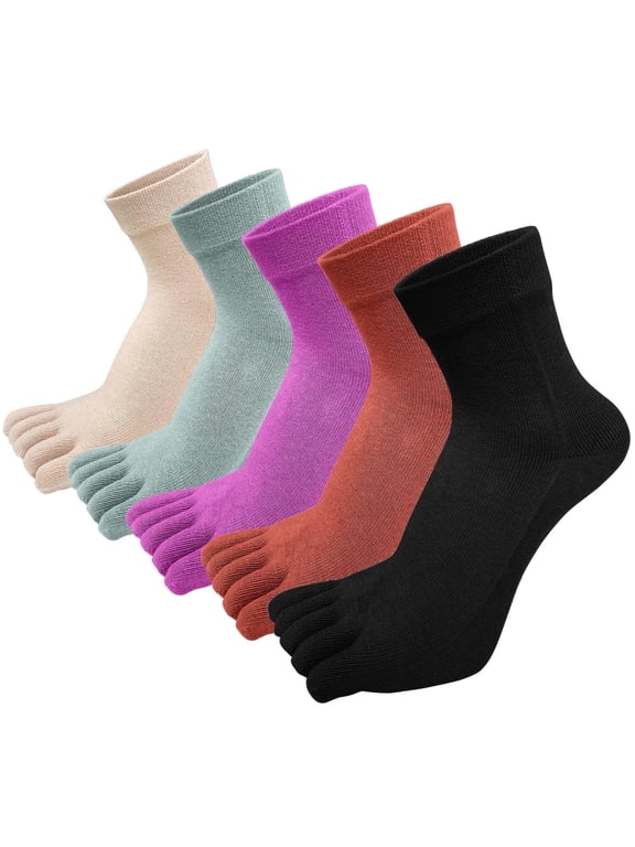 Toe Socks for Women Cotton Ankle Athletic Five Finger Socks Female Ladies Running Socks Size 7-11,5 Pairs