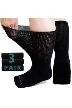 Unisex Breathable Cotton Diabetic Socks, Black (3 Pack)