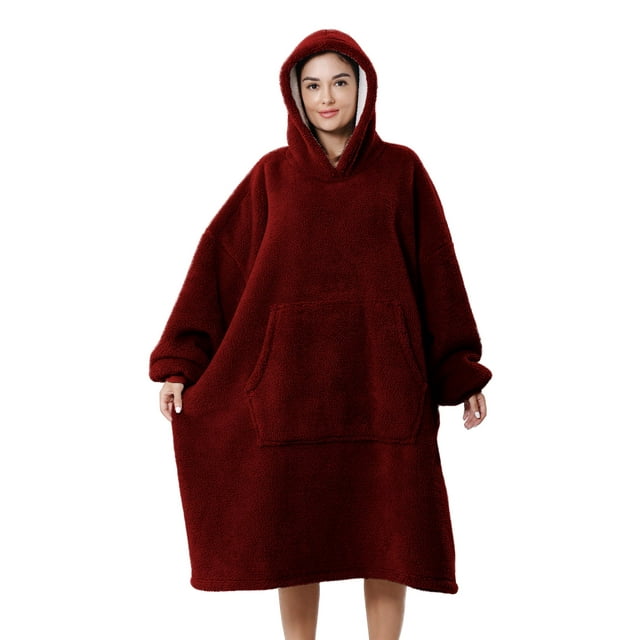 AMITOFO Wearable Blanket, Oversized Sherpa Blanket Hoodie with Giant