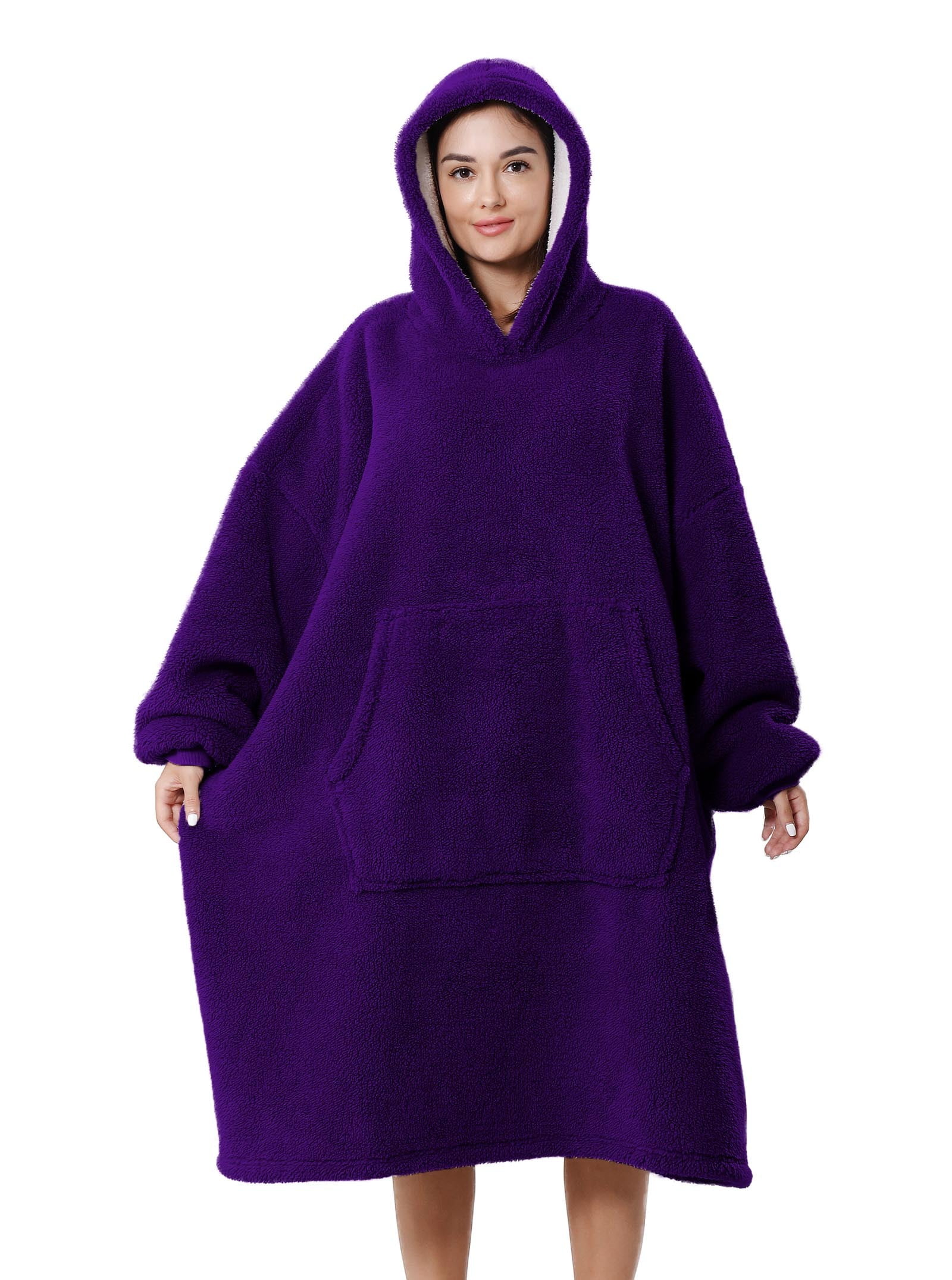 AMITOFO Wearable Blanket, Oversized Sherpa Blanket Hoodie with Giant