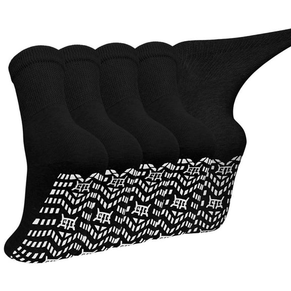 AMITOFO Women's Non-Slip Grip Socks,Non Slip Socks with Rubber Gripper Bottom,Ideal for Yoga, Pilates,Hospital Use,5-Pair Gripper socks,Size 9-11