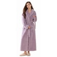 thumbnail image 1 of AMITOFO Women’s Thick Long Robe with Contrast Piping V-Neck – Soft Warm Winter Housecoat with Waist Belt and Side Pockets, 1 of 8