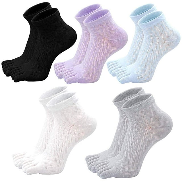 AMITOFO Women's Toe Socks Summer Cotton Mesh Breathable Running Five