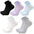 thumbnail image 1 of AMITOFO Women's Toe Socks Summer Cotton Mesh Breathable Running Five Finger Low Cut Ankle Socks,5 Pairs, 1 of 8