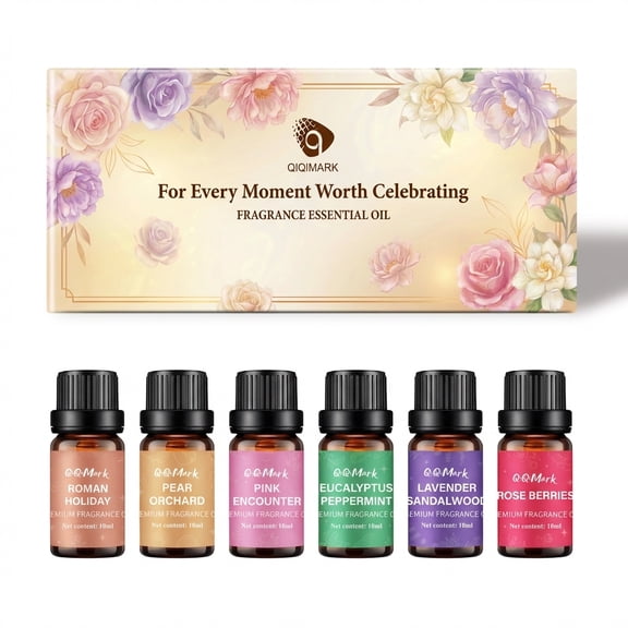 AMK Celebration Fragrance Oil Set, 6 Home Fragrance Scents, 10ml Bottles for Diffusers, Floral, Fruity, Fresh & Woody Scent Collection