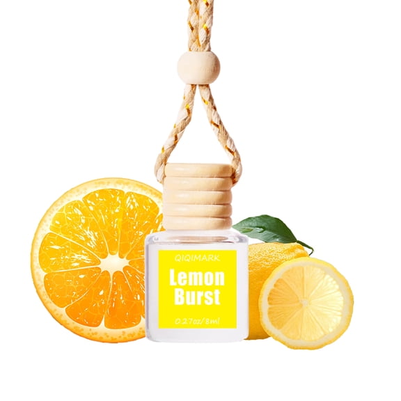 AMK Lemon Burst Car Air Freshener Hanging Diffuser, Refillable Fragrance Oil Bottle, Long Lasting Citrus & Eucalyptus Scent, 8ml, 1 Pack