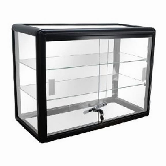 AMKO  24 x 18 in. Glass Countertop Showcase Tower Display Case - Black