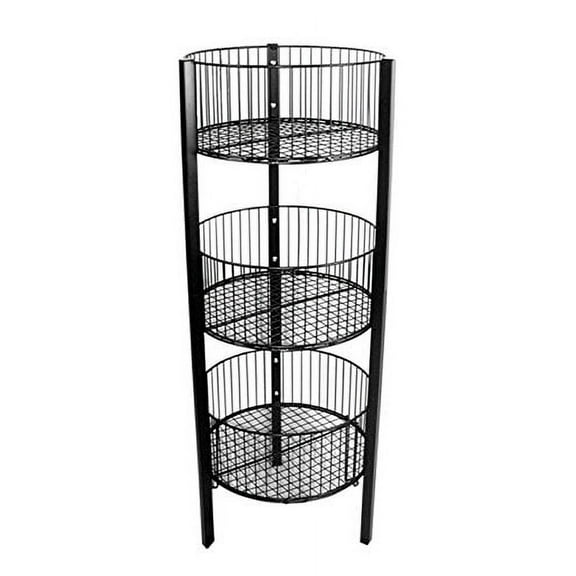 AMKO 3332B 3-Tier Bin – Floor Standing Fixture for Household Needs, Storage Baskets. Retail Store Fixtures, Equipment