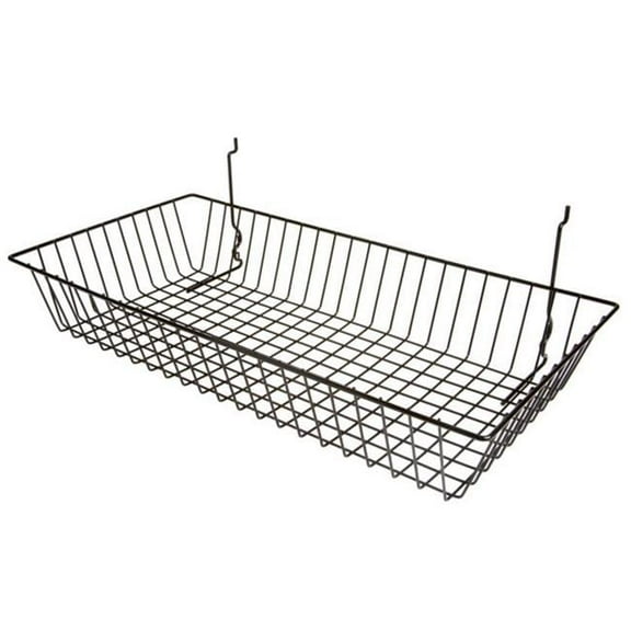 AMKO BSK11-BLK 24 x 12 x 4 in. Shallow Basket, Black