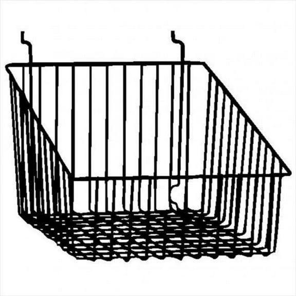 AMKO BSK14&BLK Sloped H Basket for Slatwall & Gridwall, Black