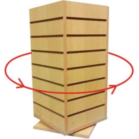 AMKO Displays Slat Wall Countertop Spinner - 4 Side - 12 x 12 x 25 in. - Maple