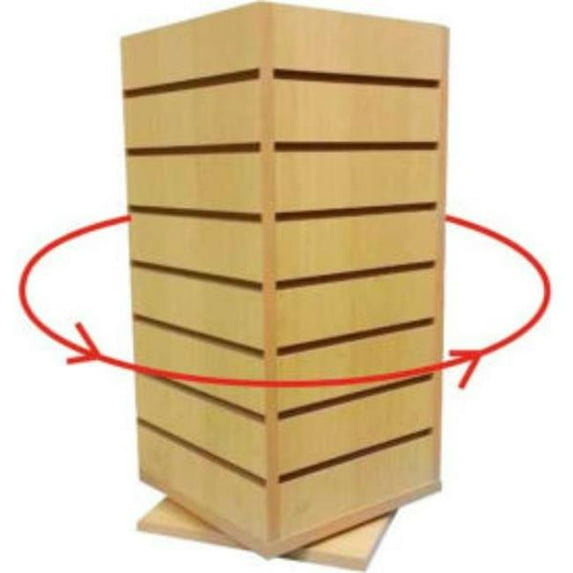 AMKO Displays Slat Wall Countertop Spinner - 4 Side - 12 x 12 x 25 in. - Maple