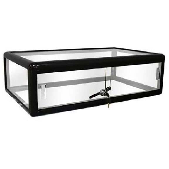 AMKO F-1303-B 30 x 9 in. Glass Countertop Showcase Tower Display Case, Black