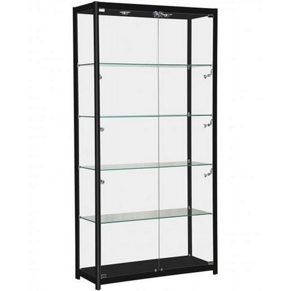 AMKO KDLC1000-BK Rectangular Aluminum Frame Showcase Display Case, Black