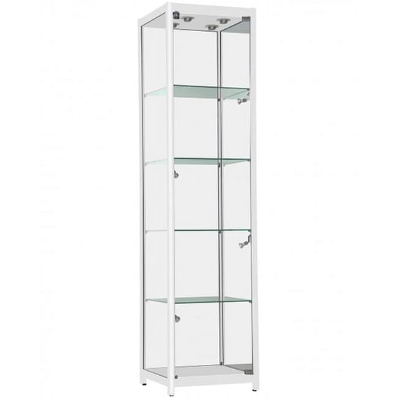 AMKO KDLC500-WH Square Aluminum Frame Showcase Display Case, White