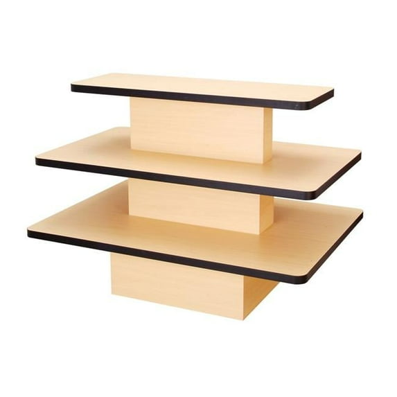 AMKO L3T-M Rectangular 3 Tier Table with Black Edge, Maple