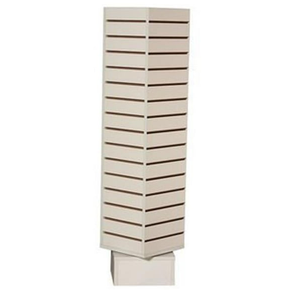 AMKO SW-2020-W 12 in. X 12 in. X 60 in. Slatwall Rotating Tower Unit, White