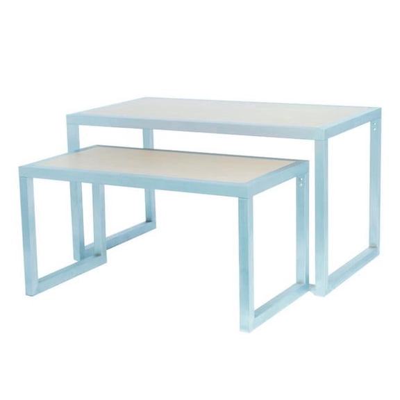 AMKO  Table with Laminated Maple Wood - Satin Chrome - 50 x 26 x 24 in.