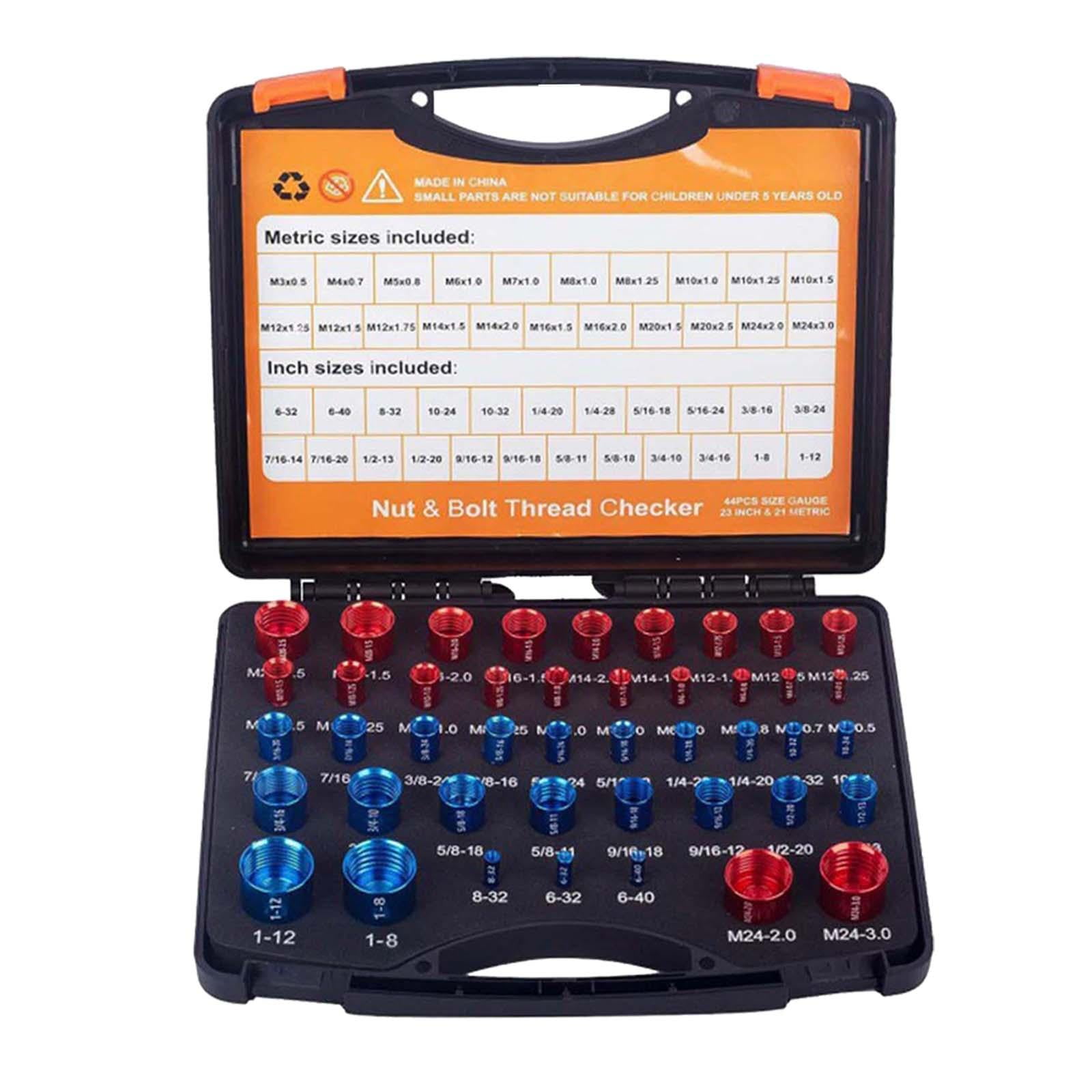 AMLESO 44 Pieces Nut and Bolt Thread Checker Bolt and Nut Identifier