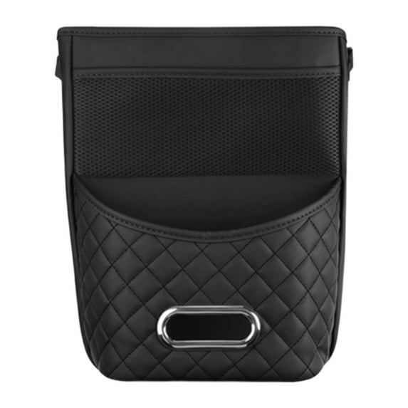 AMLESO Car Seat Organizer Storage Pocket Phone Holder for Car Headrest Hanging Multifunctional Tissue Storage Bag PU Leather Black